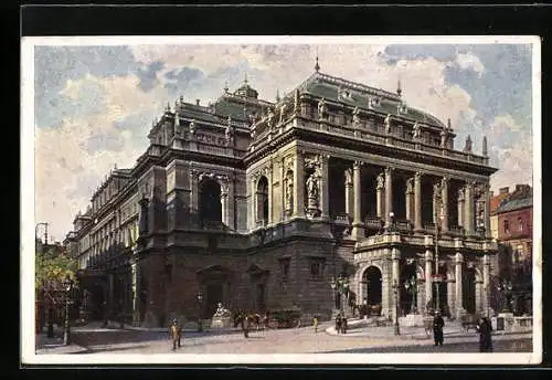 Künstler-AK Budapest, Königl. ung. Oper