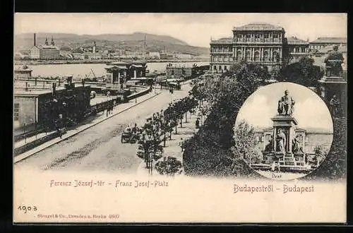 AK Budapest, Franz Josef-Platz und Deak Denkmal