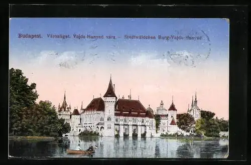 AK Budapest, Stadtwäldchen mit Burg-Vajda-Hunyad