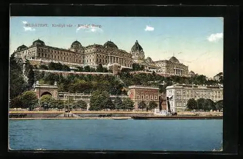 AK Budapest, Dampfer vor der Königl. Burg