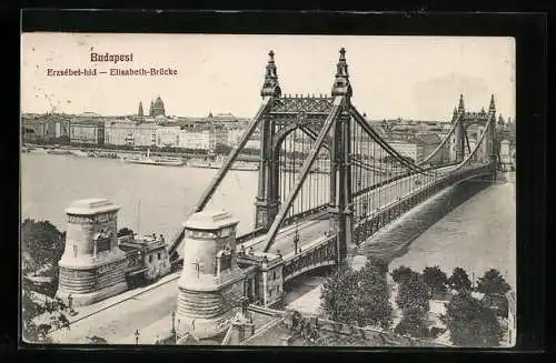 AK Budapest, Blick auf die Elisabeth-Brücke