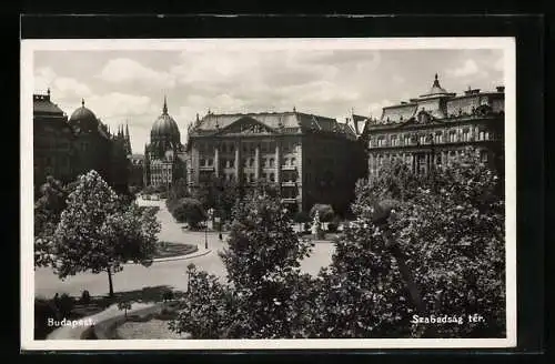 AK Budapest, Teilansicht vom Freiheits-Platz