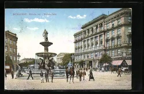 AK Budapest, Kalvin ter, Kalvinplatz, Soldat auf einem Pferd