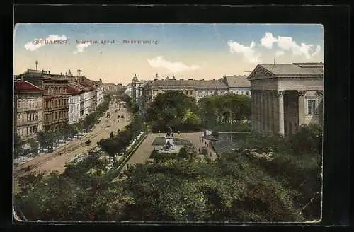 AK Budapest, Museumsring mit Denkmal