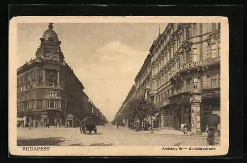 AK Budapest, Partie in der Andrássy-Strasse, Andrássy-út