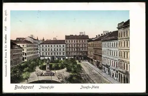 AK Budapest, Denkmal auf dem Josefs-Platz