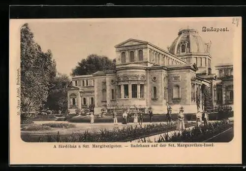 AK Budapest, Badehaus auf der Sct. Margarethen-Insel