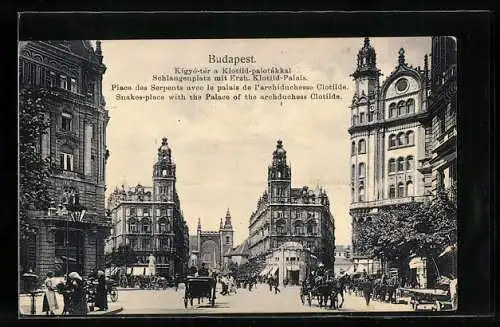 AK Budapest, Schlangenplatz mit Erzh. Klotild-Palais