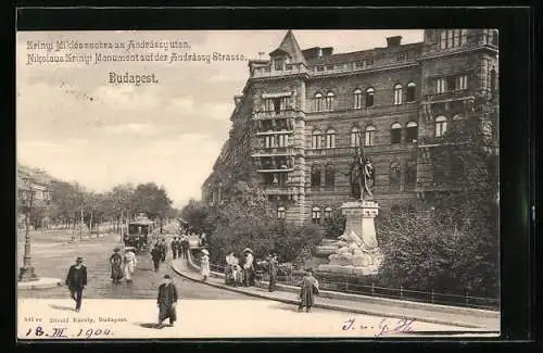 AK Budapest, Nikolaus Zrinyi Monument auf der Andrássy Strasse