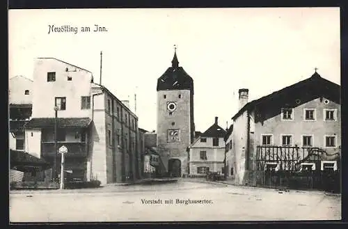 AK Neuötting am Inn, Vorstadt mit Burghausertor