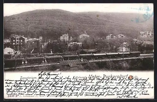 AK Unter-Purkersdorf /N.-Oe., Sanatorium und Bahnhof