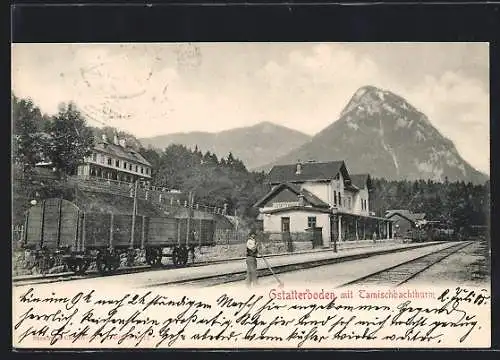 AK Gstatterboden, Bahnhof mit Tamischbachturm