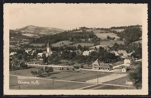 AK Gresten /N.-Ö., Panorama mit Bahnhof und Kirche