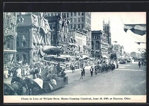 AK Dayton, OH, Floats in Line of Wright Bros. Home-Coming Carnival 1909
