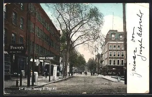 AK Troy, NY, Street looking South, Fearey`s Old-time Shoes