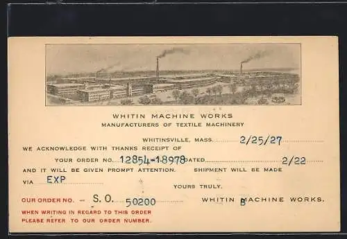 AK Withinsville, MA, General View of the Factory, Within Machine Works, Manufacturers of Textile Machinery
