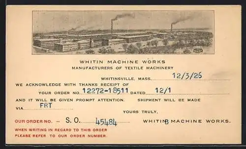 AK Withinsville, MA, Factory of Within Machine Works, Manufacturers of Textile Machinery