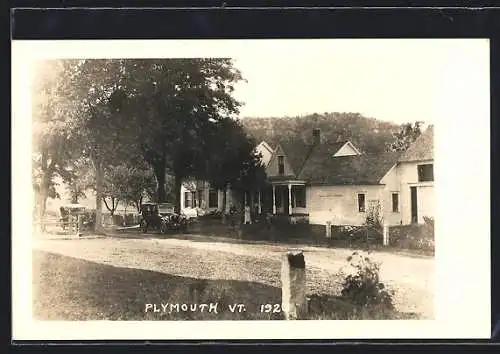 AK Plymouth, VT, Automobile in front of a big house, 1923