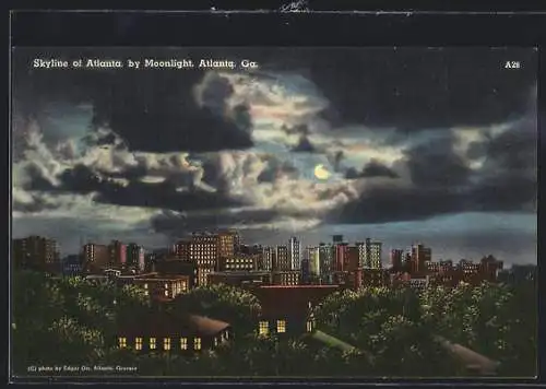 AK Atlanta, GA, Skyline View by moonlight