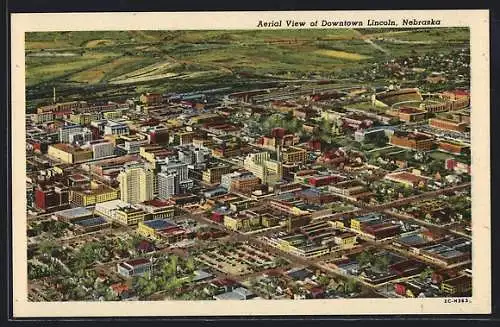 AK Lincoln, NE, Aerial View of Downtown