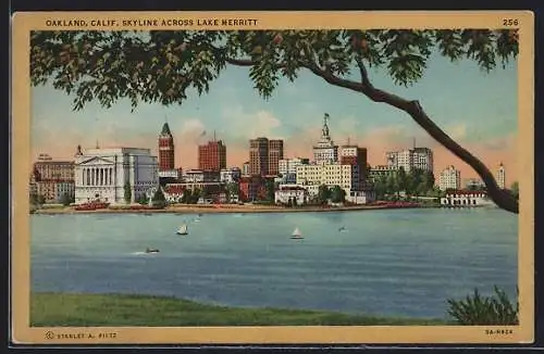 AK Oakland, CA, Skyline Across Lake Merritt