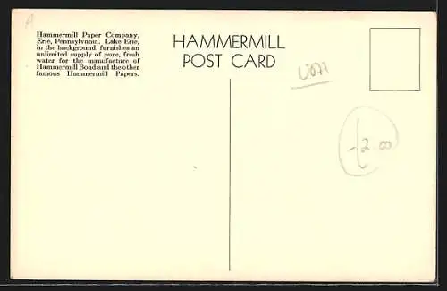 AK Erie, PA, Hammermill Paper Company, at the bank of Lake Erie