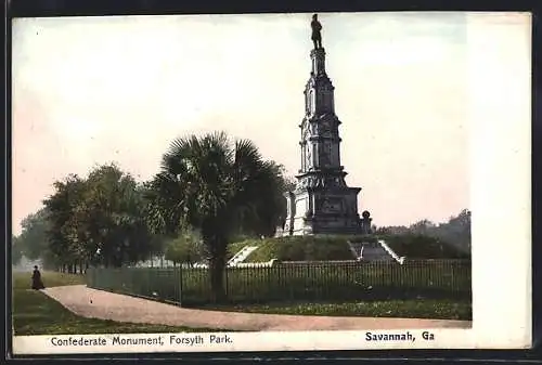 AK Savannah, GA, Confederate Monument, Forsyth Park