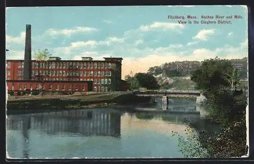 AK Fitchburg, MA, Nashua RIver and Mills, View in the Cleghorn District