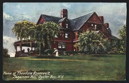 Künstler-AK Oyster Bay, NY, Home of Theodore Roosevelt, Sagamore Hill