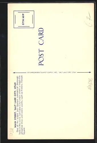 AK Salt Lake City, UT, Main Street, Wasatch Mountains in Distance