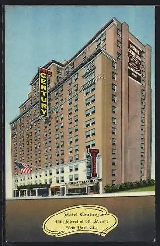 AK New York, NY, Hotel Century, 46th Street at 6th Avenue