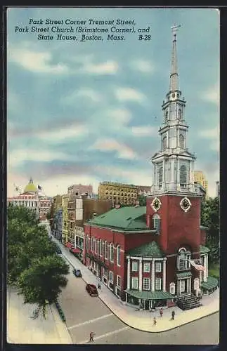 AK Boston, MA, Park Street Corner Tremont Street, Church and State House