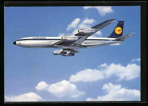 AK Lufthansa, Boeing 707, Intercontinental Jet über den Wolken