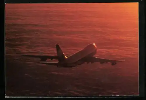 AK Flugzeug Boeing 747 der Lufthansa über den Wolken