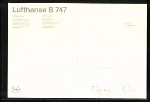 AK Flugzeug Boeing 747 der Lufthansa über den Wolken