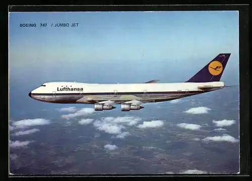 AK Flugzeug Boeing 747 der Lufthansa im Flug