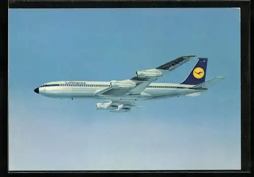 AK Boeing 707 Intercontinental Jet der Lufthansa im Flug