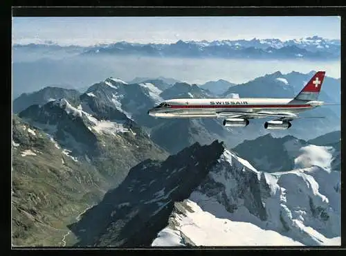 AK Flugzeug Coronado über den Schweizer Alpen, Swissair