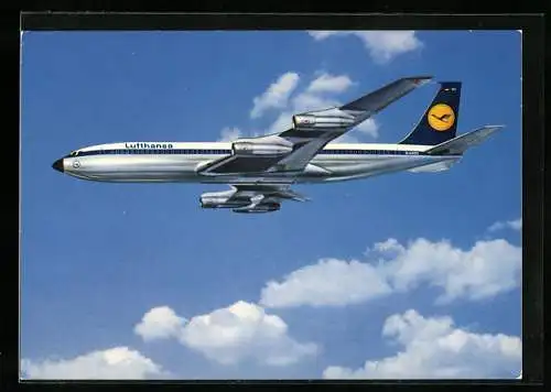 AK Lufthansa, Boeing 707, Intercontinental Jet über den Wolken