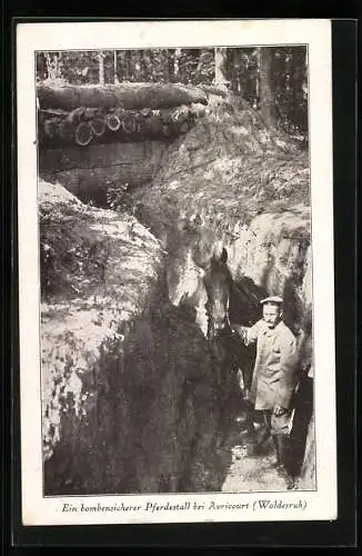 AK Bombensicherer Pferdestall bei Avricourt