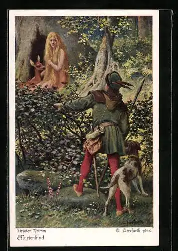 Künstler-AK Oskar Herrfurth: Marienkind, 4. In einer Wildnis von dichtem Dorngesträuch...