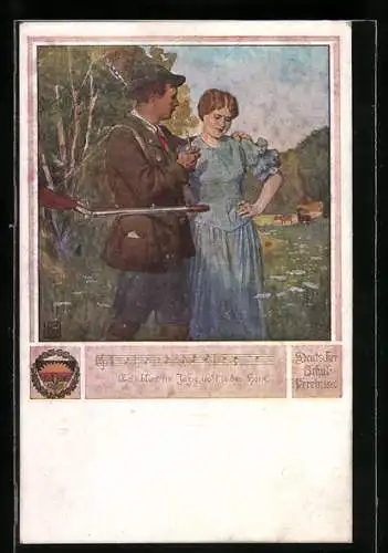 Künstler-AK Karl Friedrich Gsur, Deutscher Schulverein Nr. 464: Es blies ein Jäger wohl in das Horn