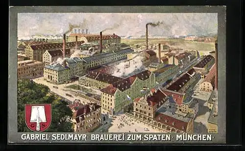 Künstler-AK München, Gabriel Sedlmayr Brauerei zum Spaten