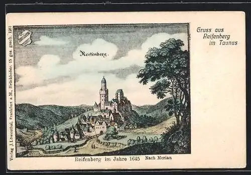 Künstler-AK Merian: Reifenberg im Taunus, Stadtansicht im Jahre 1645