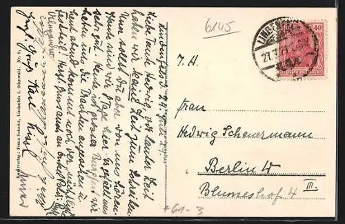 AK Lindenfels, Ortsansicht im Jahre 1630 nach Merian