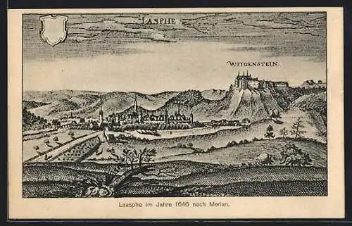 AK Laasphe, Gesamtansicht im Jahre 1646 nach Merian