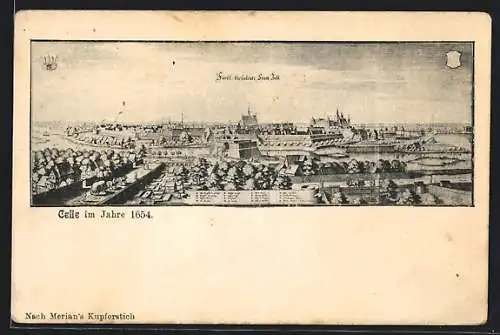 Künstler-AK Celle, Fürstl. Residenz im Jahr 1654, nach Merian