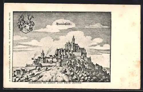 Künstler-AK Braunfels, Blick auf die Burg im Jahr 1646, nach Merian