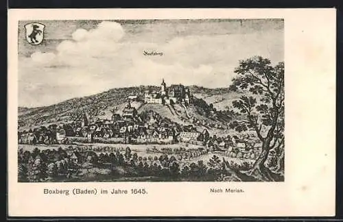 Künstler-AK Boxberg /Baden, Ortsansicht im Jahre 1645