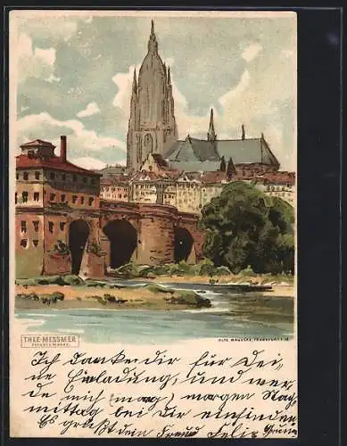 Lithographie Alt-Frankfurt, Partie an der Alte Brücke